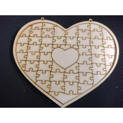 Bastelidee Holz-Puzzle Herz 53 Teile 35x30 cm zum selbst bemalen